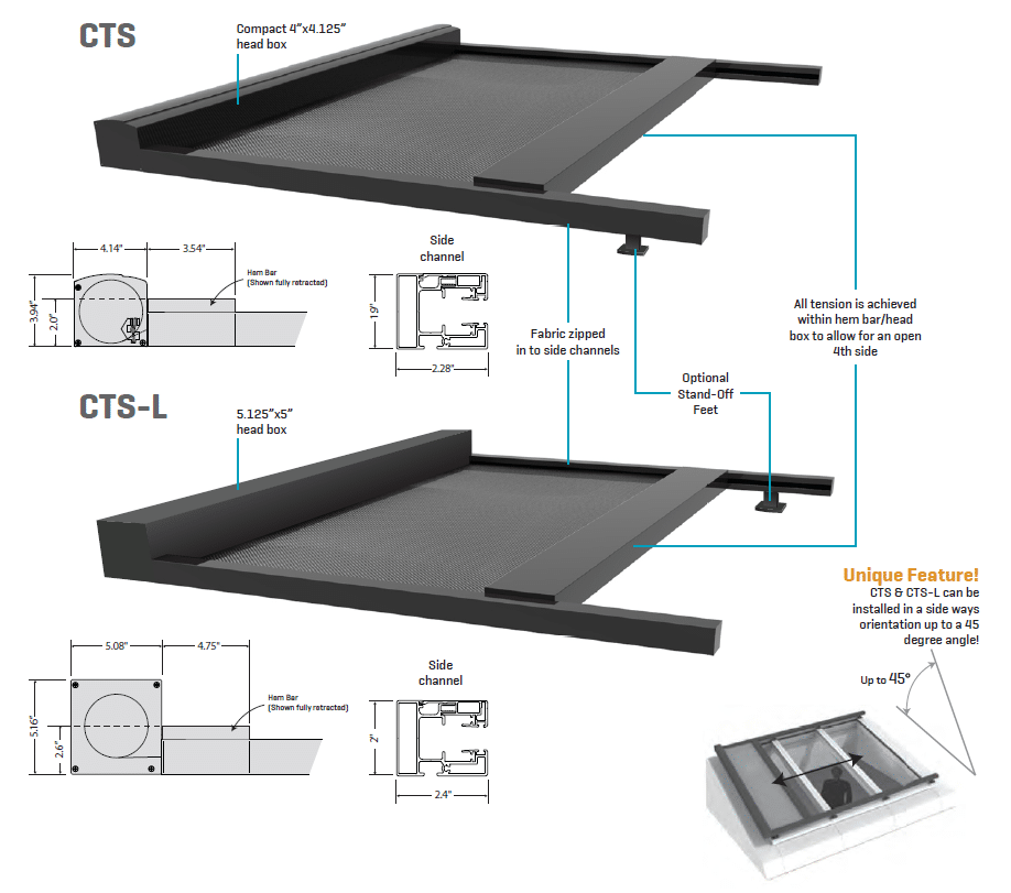 crown shade rolling screen exterior skylight cts